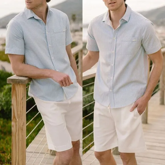 Cozy Earth Men's XXL Coastal Comfort Short Sleeve Button Down Shirt Linen $150