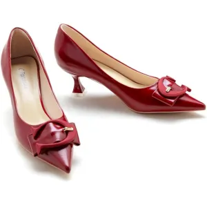 C.Paravano C Buckled Red Pumps Kitten Heels Size 38