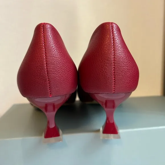 C.Paravano C Buckled Red Pumps Kitten Heels Size 38
