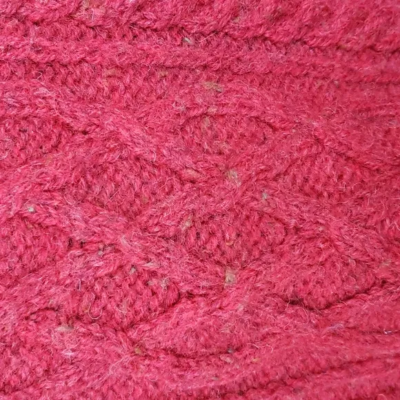 CRAFTS &amp; WOOLLENS Red 100% Wool Aran Oversized Pullover Sweater sz M Women's