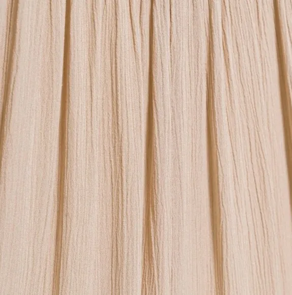 Cream Crinkle Smocked Waist Maxi Skirt