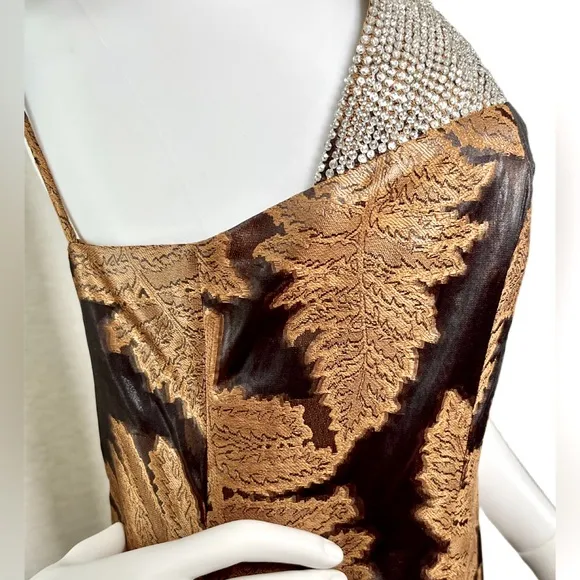 CREATURES OF THE WIND From the Runway Bronze Metallic Party Dress w Crystals 4