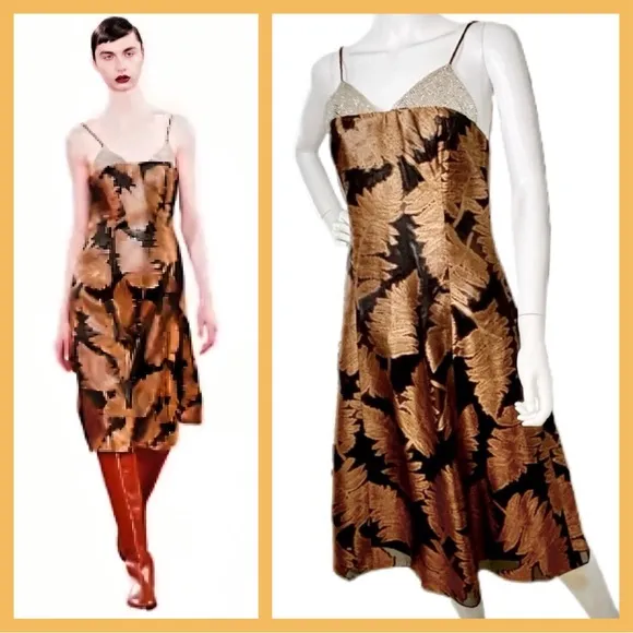 CREATURES OF THE WIND From the Runway Bronze Metallic Party Dress w Crystals 4