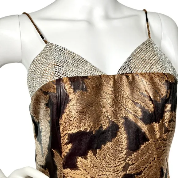 CREATURES OF THE WIND From the Runway Bronze Metallic Party Dress w Crystals 4