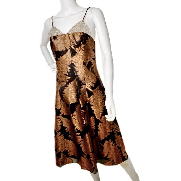 CREATURES OF THE WIND From the Runway Bronze Metallic Party Dress w Crystals 4