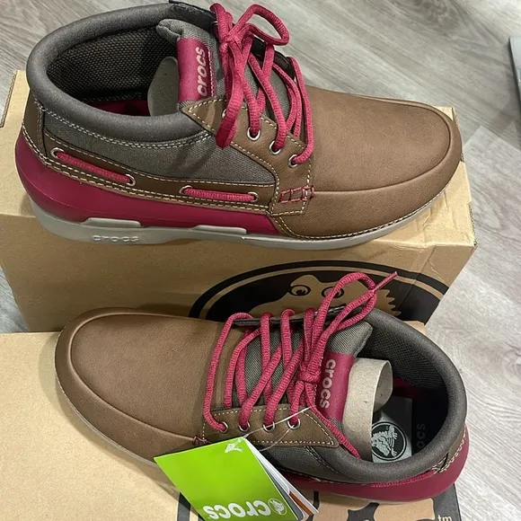 Crocs Beach line Boat Chukka Hazelnut Brick Red Men’s Shoes Sz 10 NWT