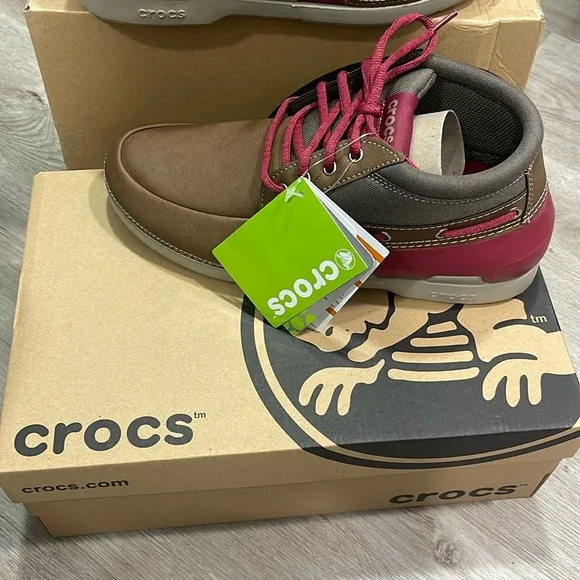 Crocs Beach line Boat Chukka Hazelnut Brick Red Men’s Shoes Sz 10 NWT