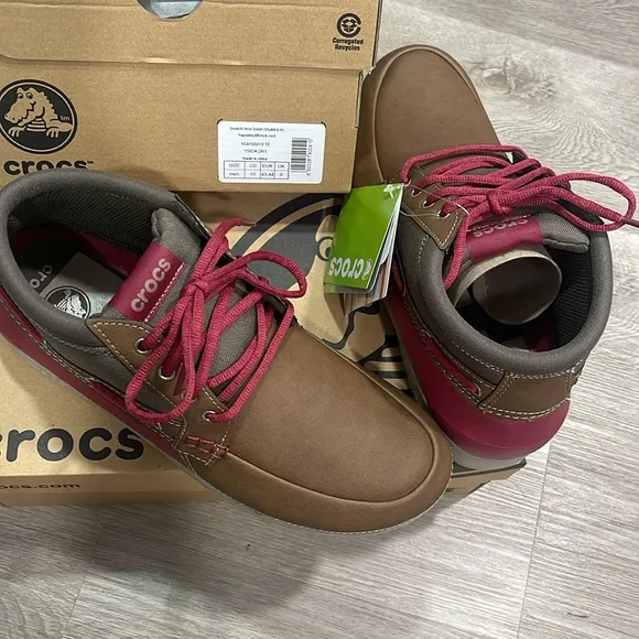 Crocs Beach line Boat Chukka Hazelnut Brick Red Men’s Shoes Sz 10 NWT