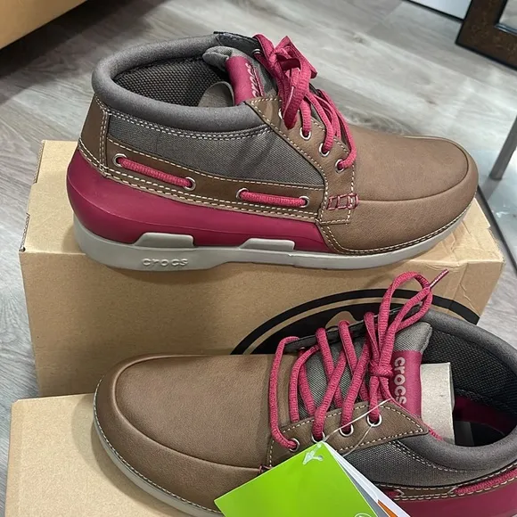 Crocs Beach line Boat Chukka Hazelnut Brick Red Men’s Shoes Sz 10 NWT