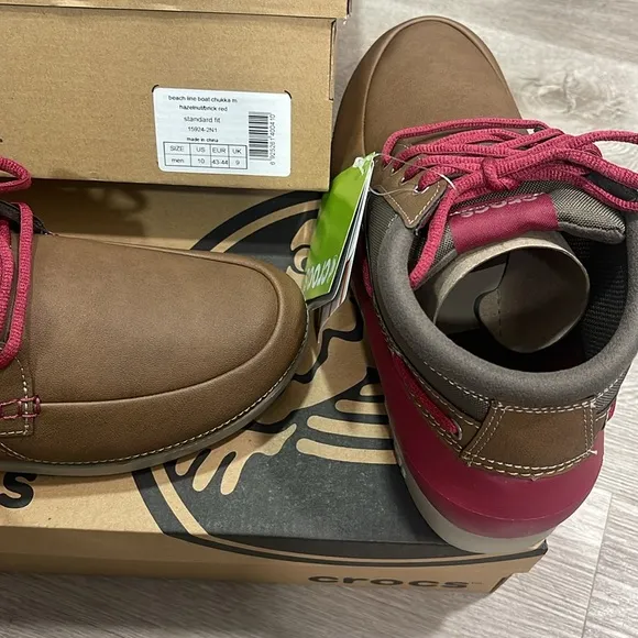 Crocs Beach line Boat Chukka Hazelnut Brick Red Men’s Shoes Sz 10 NWT