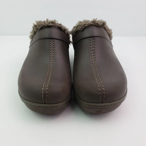 Crocs Cobbler Eva Womens Size 8 Brown Faux Fur Lined Slip On Clog Shoes 11552