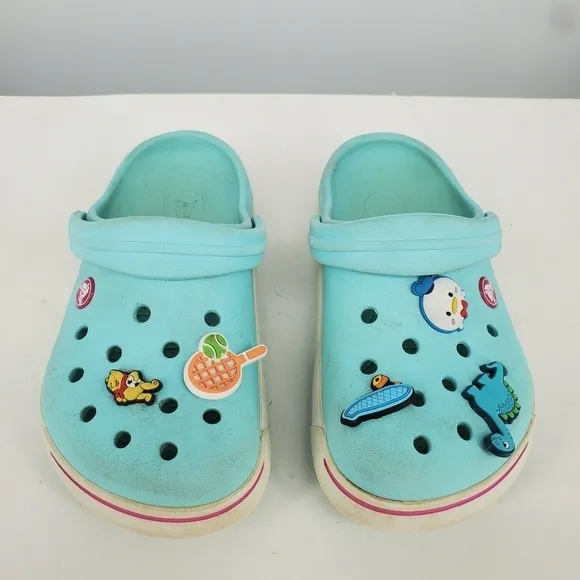 Crocs Crocband Clogs Junior 3 Shoes Rubber Slingback Casual Beach Baby Blue