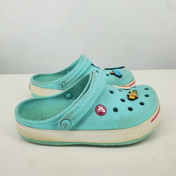 Crocs Crocband Clogs Junior 3 Shoes Rubber Slingback Casual Beach Baby Blue