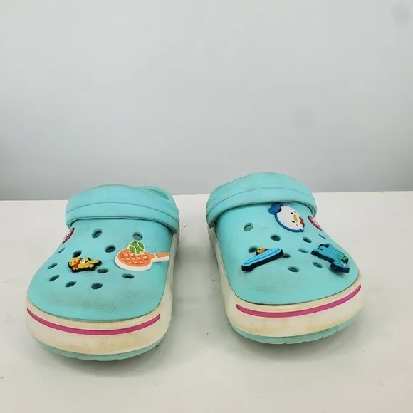 Crocs Crocband Clogs Junior 3 Shoes Rubber Slingback Casual Beach Baby Blue