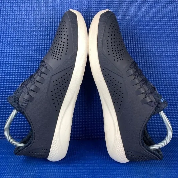 CROCS LITE RIDE PACER Men`s Size 11 Navy Blue White Walking Comfort Shoes 204967