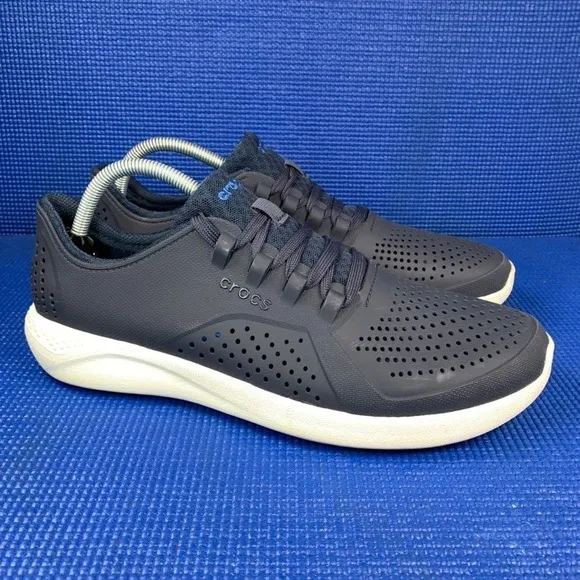 CROCS LITE RIDE PACER Men`s Size 11 Navy Blue White Walking Comfort Shoes 204967
