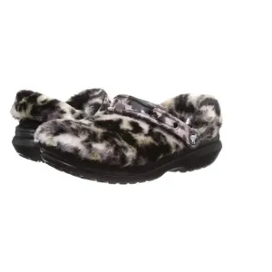 CROCS M8/W10 Classic Fur Sure Cheeta Faux Fur Clogs Unisex Slip On NEW HTF