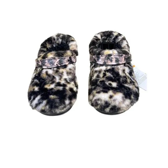 CROCS M8/W10 Classic Fur Sure Cheeta Faux Fur Clogs Unisex Slip On NEW HTF