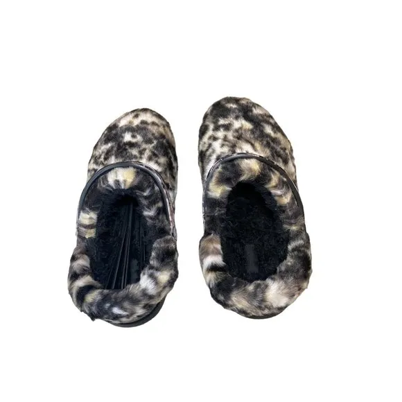 CROCS M8/W10 Classic Fur Sure Cheeta Faux Fur Clogs Unisex Slip On NEW HTF