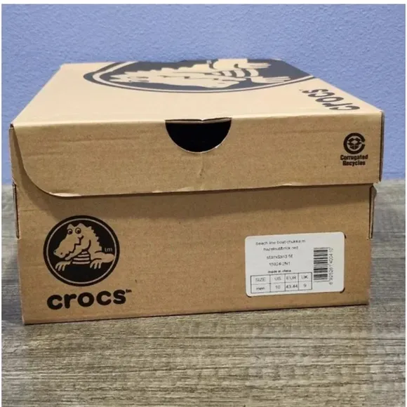 CROCS Men’s Beach Line Boat Chukka Boot Brown &amp; Red Lightweight 10