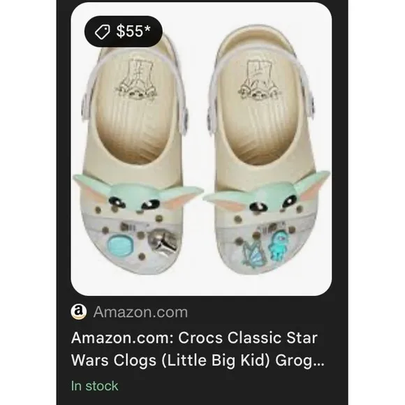 Crocs Star Wars Grogu Clogs Baby Yoda Jibbitz Kids Shoes Size 1