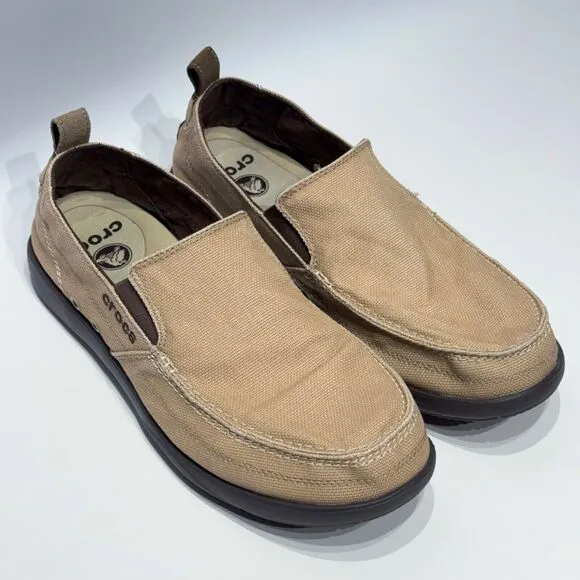 Crocs Walu Slip-On Comfort Loafer Boat Water Shoe Beige Men Size 12 Minimal Wear