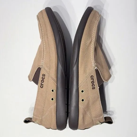 Crocs Walu Slip-On Comfort Loafer Boat Water Shoe Beige Men Size 12 Minimal Wear