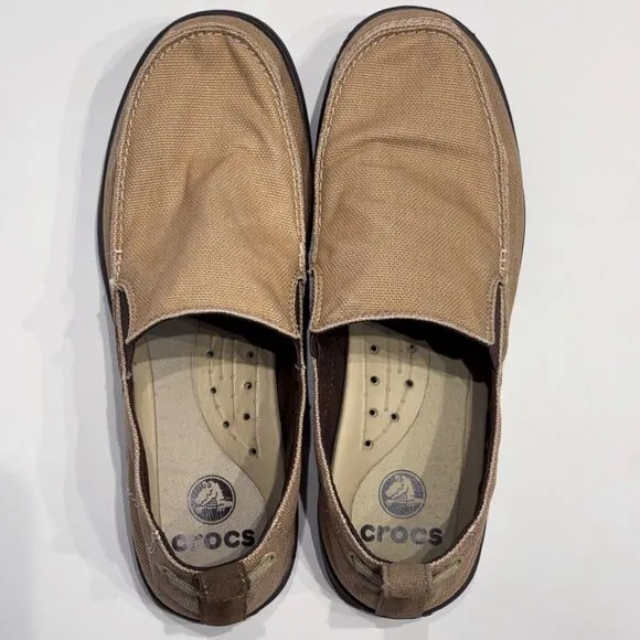 Crocs Walu Slip-On Comfort Loafer Boat Water Shoe Beige Men Size 12 Minimal Wear