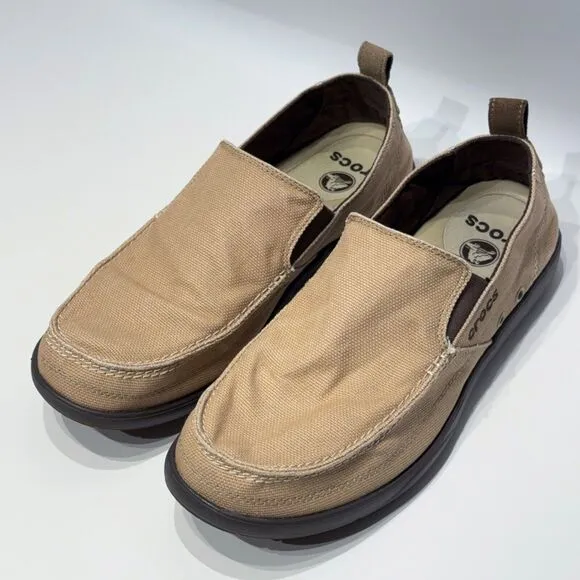 Crocs Walu Slip-On Comfort Loafer Boat Water Shoe Beige Men Size 12 Minimal Wear