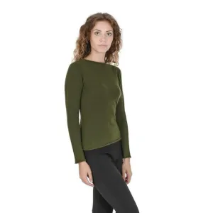 Crown of Edinburgh Cashmere Womens Boat Neck Sweater COE 007 OLIVE GREEN Verde