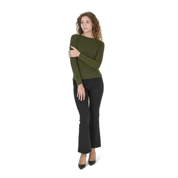 Crown of Edinburgh Cashmere Womens Boat Neck Sweater COE 007 OLIVE GREEN Verde