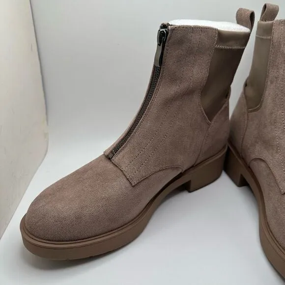 CUSHIONAIRE Women's Hackett zipper boot  Memory Foam 8.5 TAUPE NEW