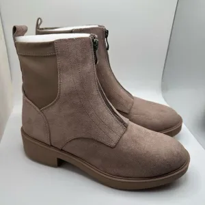 CUSHIONAIRE Women's Hackett zipper boot  Memory Foam 8.5 TAUPE NEW