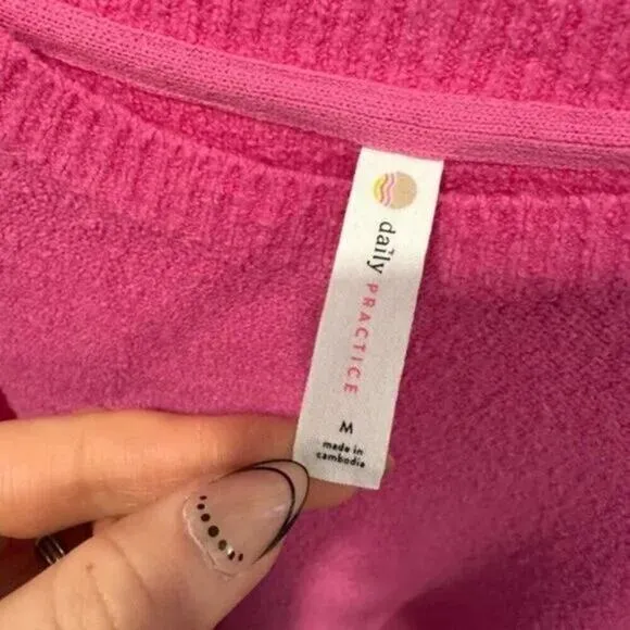 Daily Practice by Anthropologie Pink Sweater Dress M Oversized Midi Long Sleeve