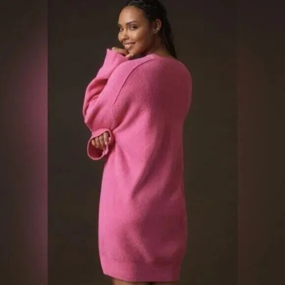 Daily Practice by Anthropologie Pink Sweater Dress M Oversized Midi Long Sleeve