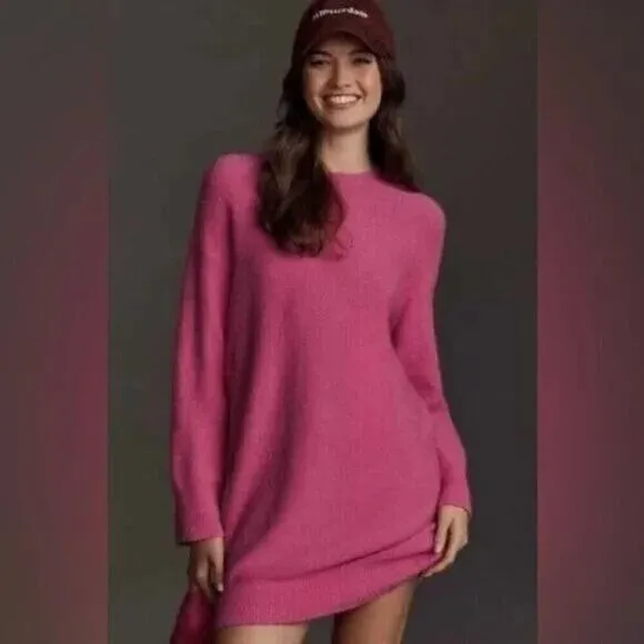 Daily Practice by Anthropologie Pink Sweater Dress M Oversized Midi Long Sleeve