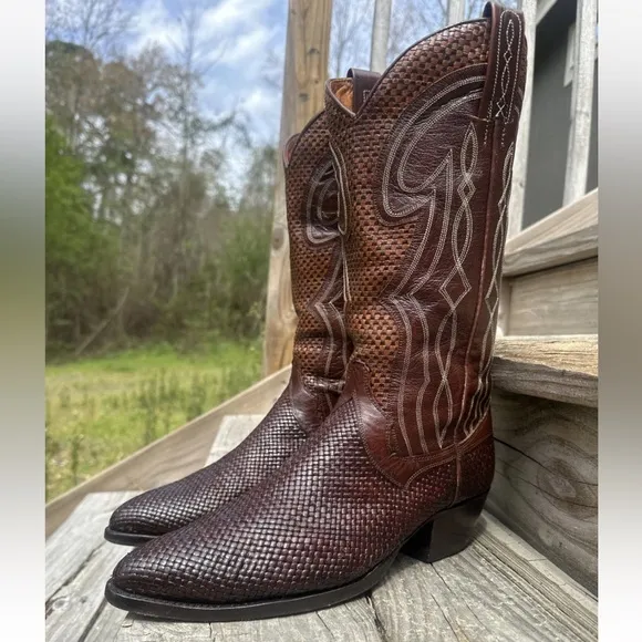 Dan Post Basket Weave Western Cowboy Boot Mens 8 D Summer Boots  Made In Spain