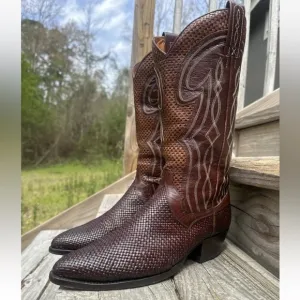 Dan Post Basket Weave Western Cowboy Boot Mens 8 D Summer Boots  Made In Spain