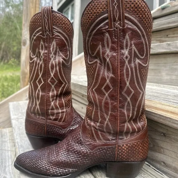 Dan Post Basket Weave Western Cowboy Boot Mens 8 D Summer Boots  Made In Spain