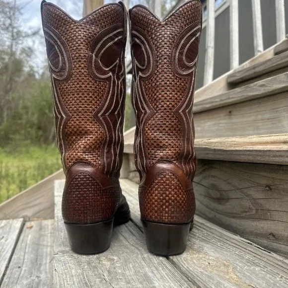Dan Post Basket Weave Western Cowboy Boot Mens 8 D Summer Boots  Made In Spain