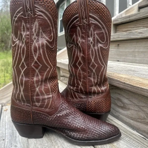 Dan Post Basket Weave Western Cowboy Boot Mens 8 D Summer Boots  Made In Spain