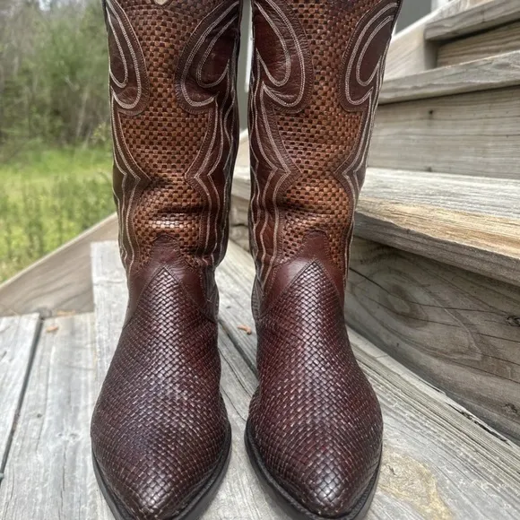 Dan Post Basket Weave Western Cowboy Boot Mens 8 D Summer Boots  Made In Spain