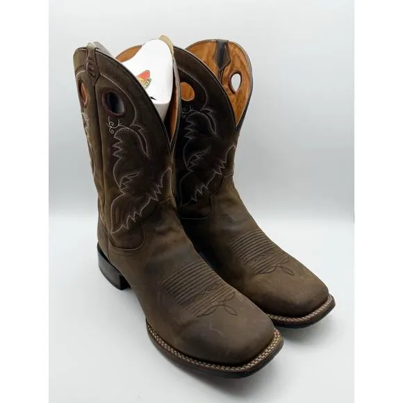 Dan Post Mens Abram Cowboy Boot US 13M EU 46 Brown Leather Embroidery EUC