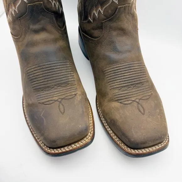 Dan Post Mens Abram Cowboy Boot US 13M EU 46 Brown Leather Embroidery EUC