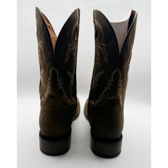 Dan Post Mens Abram Cowboy Boot US 13M EU 46 Brown Leather Embroidery EUC