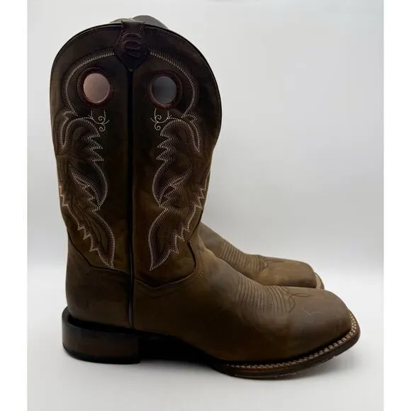 Dan Post Mens Abram Cowboy Boot US 13M EU 46 Brown Leather Embroidery EUC