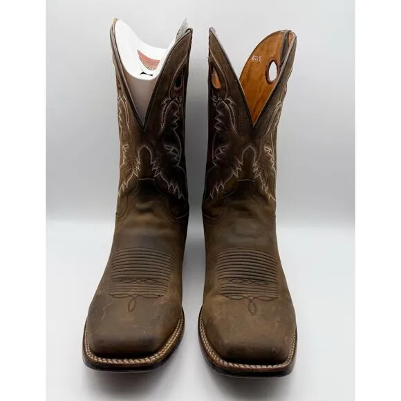 Dan Post Mens Abram Cowboy Boot US 13M EU 46 Brown Leather Embroidery EUC