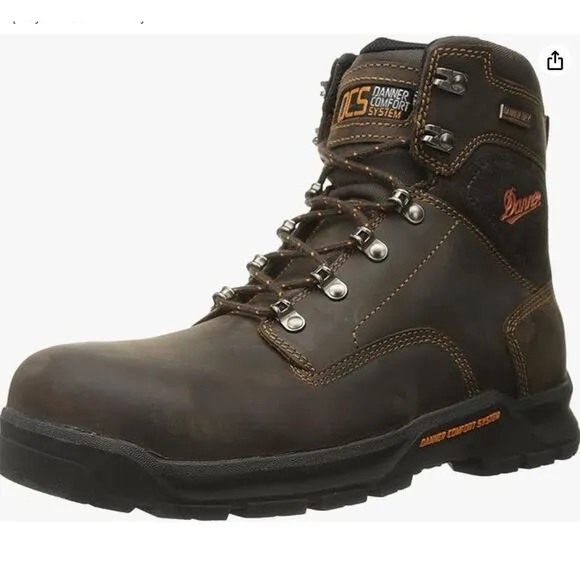Danner Crafter 6&quot; Waterproof Safety Toe Work Boots Brown Leather Mens 8.5 UK‎ 8