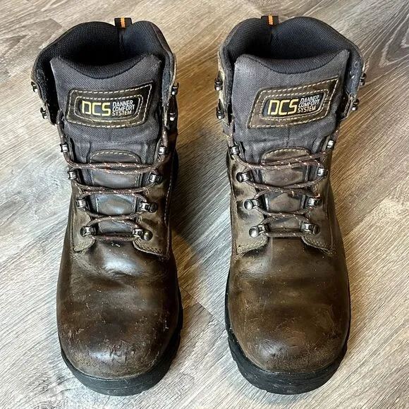 Danner Crafter 6&quot; Waterproof Safety Toe Work Boots Brown Leather Mens 8.5 UK‎ 8