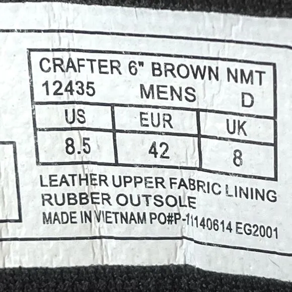 Danner Crafter 6&quot; Waterproof Safety Toe Work Boots Brown Leather Mens 8.5 UK‎ 8